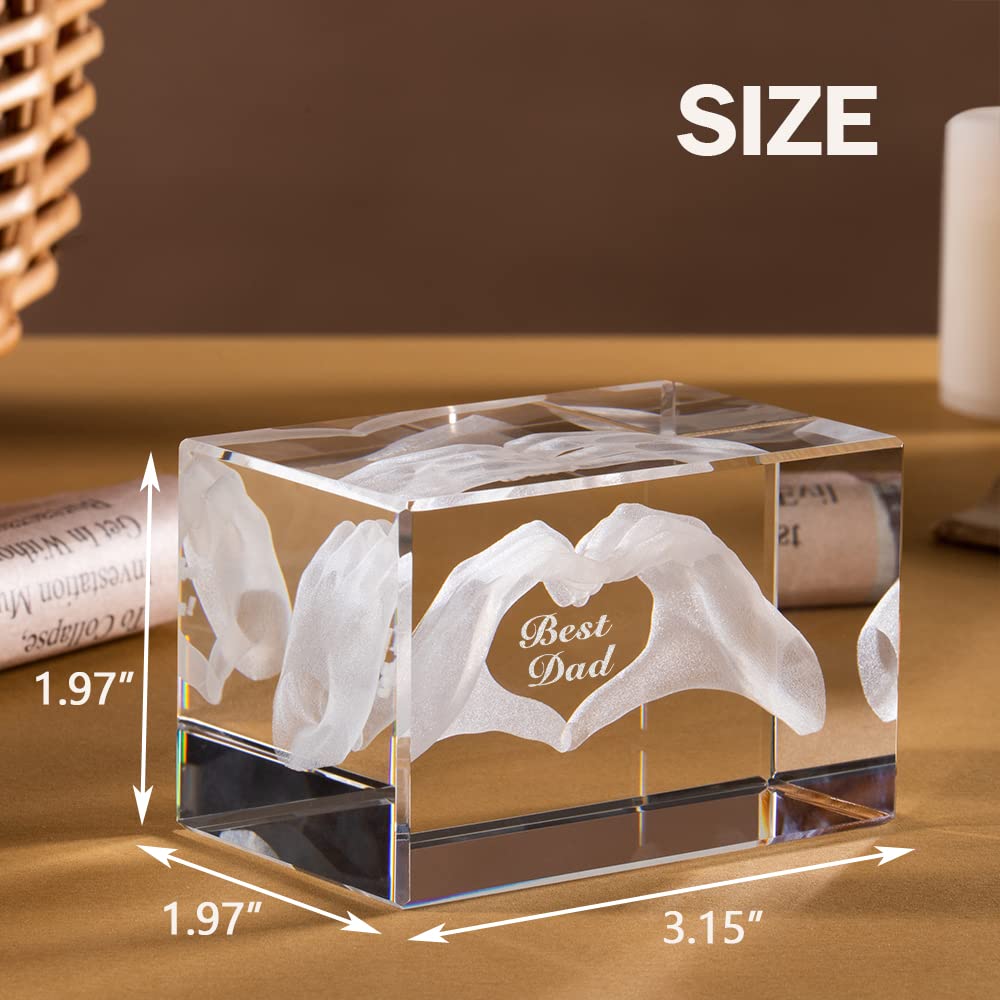 Best Dad Crystal Cube – Engraved Keepsake Gift for Father’s Day & Birthday