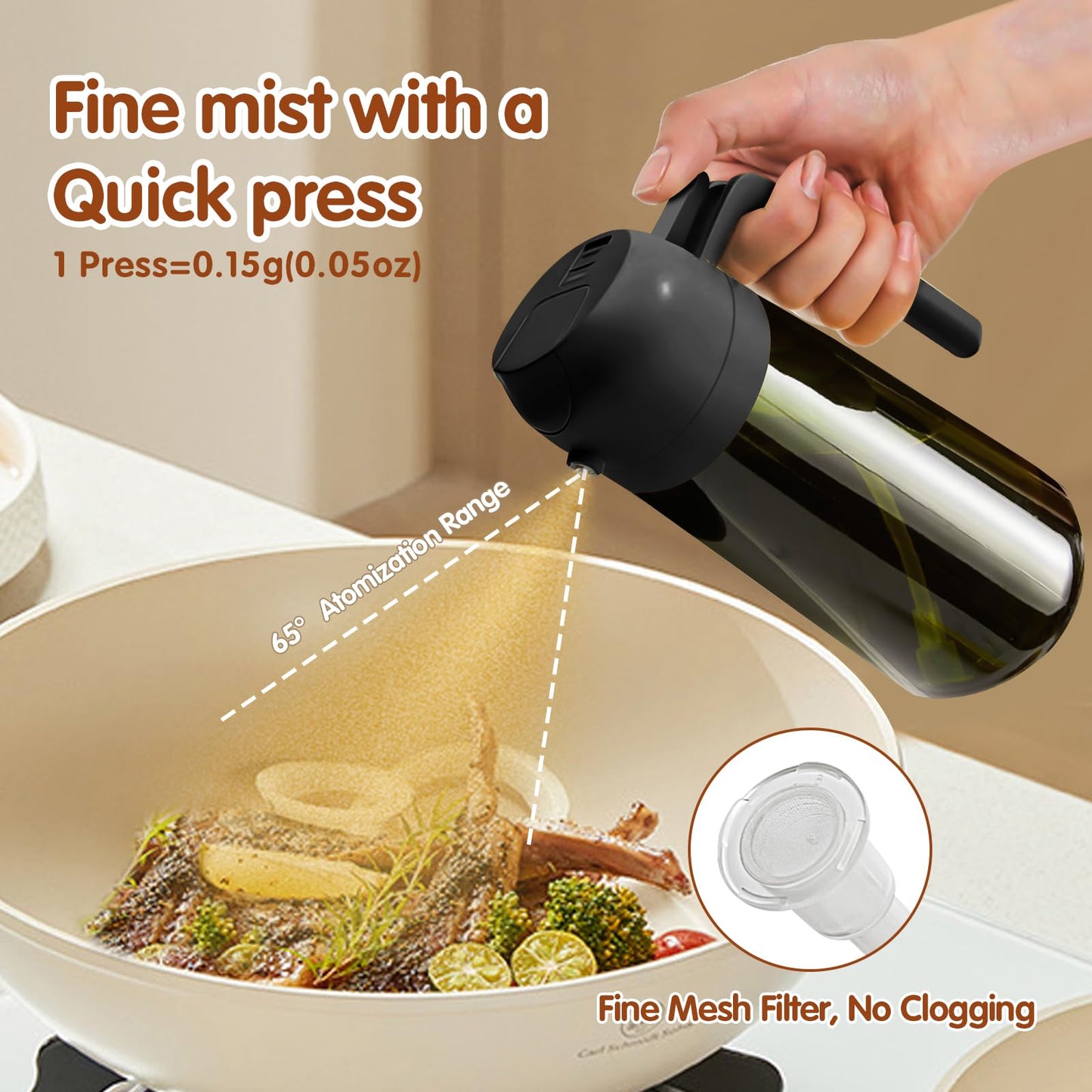 YARRAMATE 16oz Light‑Blocking Dark Oil Sprayer For Cooking Bottle