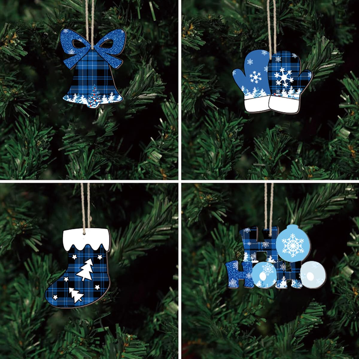 HBell 48pcs Wooden Christmas Ornaments – Festive Tree Decorations Set