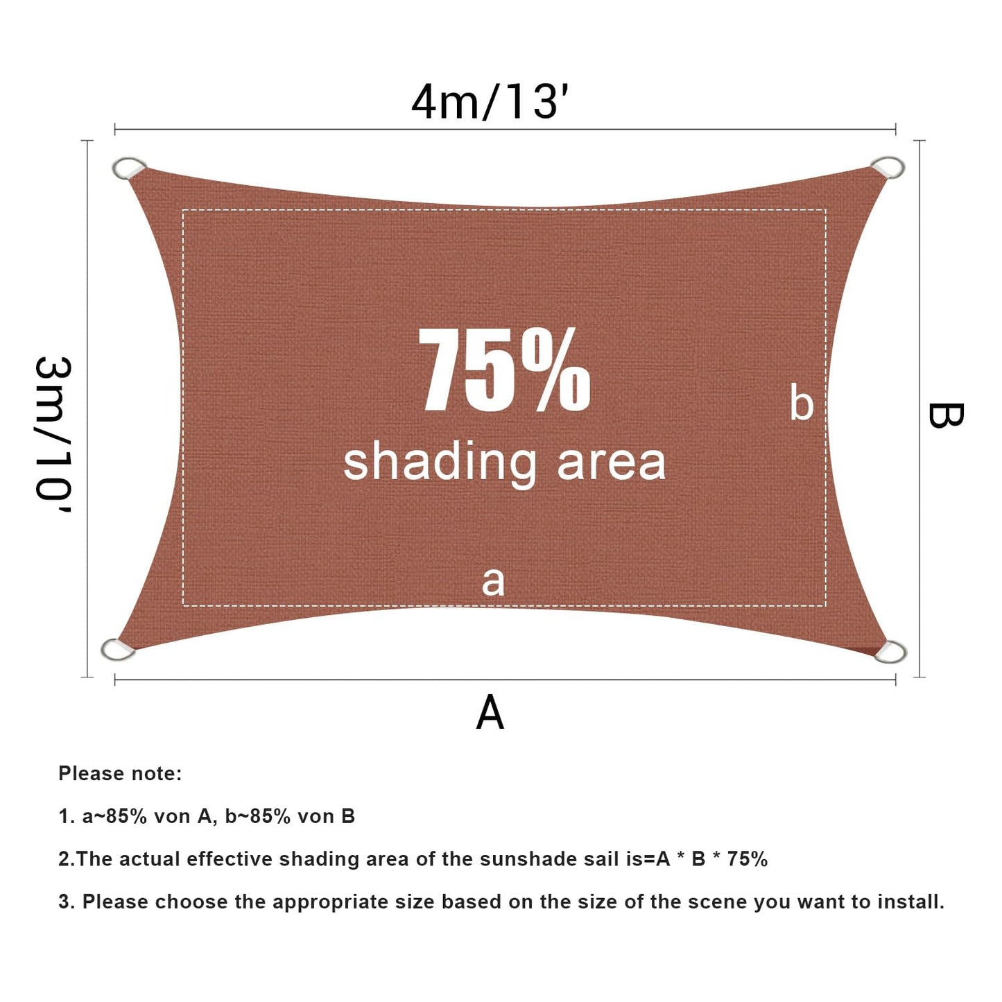 HOMPER 3×4 m Waterproof Sun Shade Sail – 95 % UV Outdoor Patio Canopy