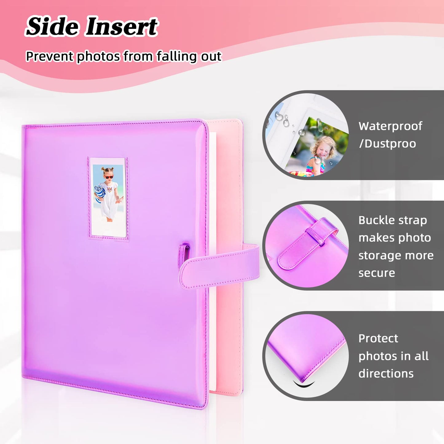 640 Pocket Photo Album For Fujifilm Instax Mini Polaroid Zink 2x3 Magic Purple