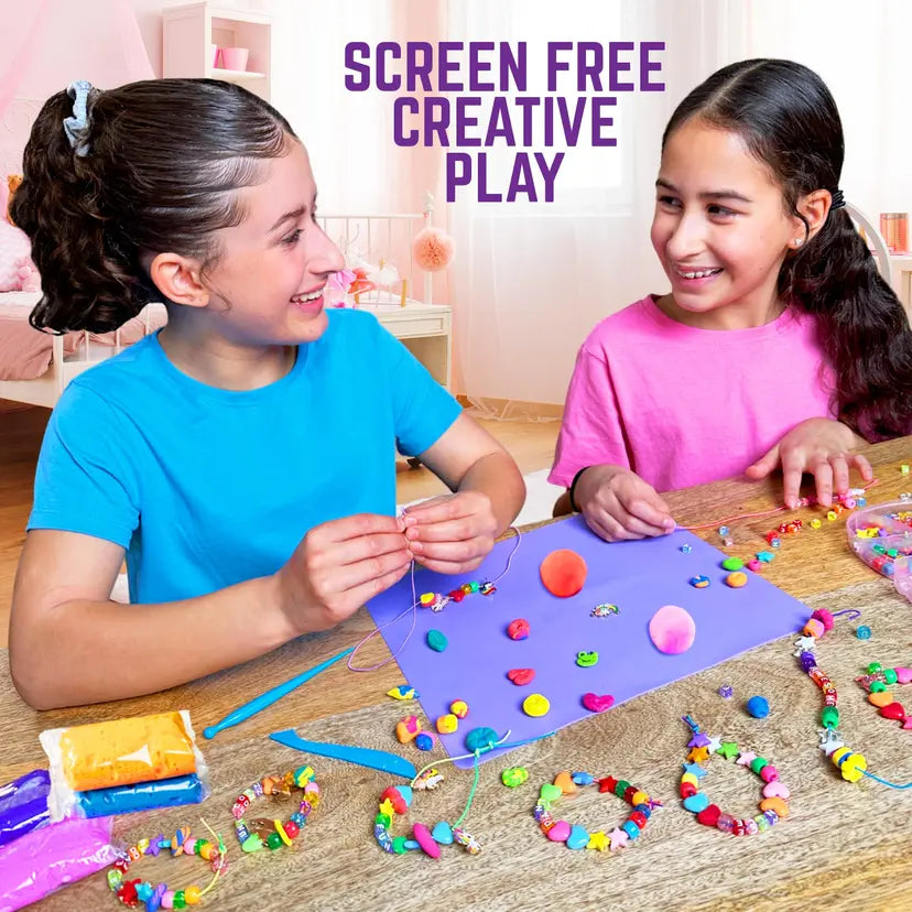 GirlZone Unicorn Charms and Clay Bracelet Kit, Jewellery Making Kit with Unicorn Charms