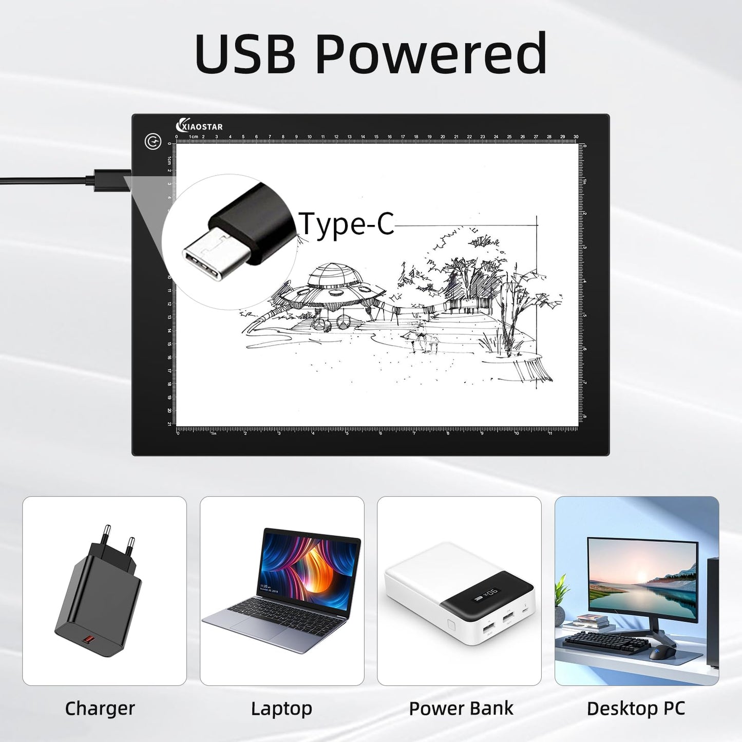 A4 LED Light Box Drawing Pad 3 Brightness Levels Tracing Board