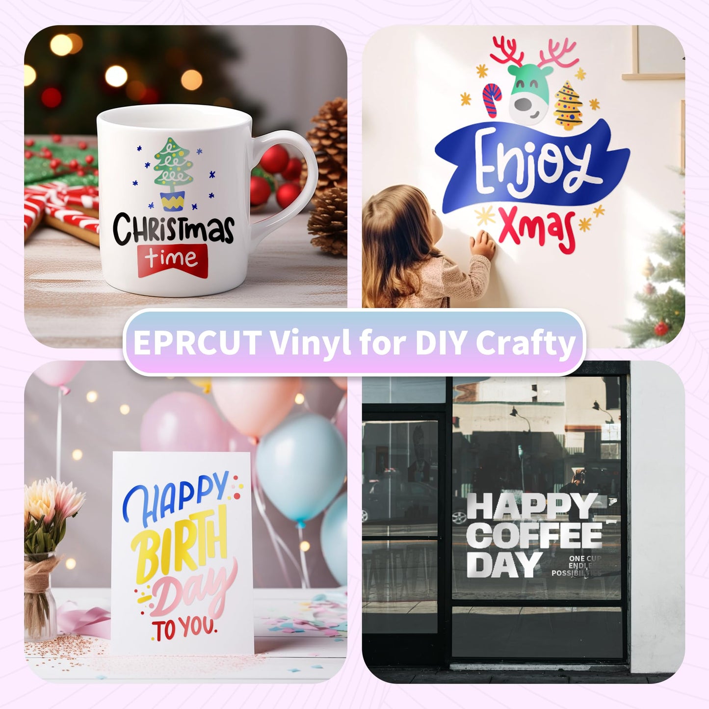 EPRCUT Metallic Vinyl Sheets 12"x12" – 7 Colours, Craft & DIY Bundle