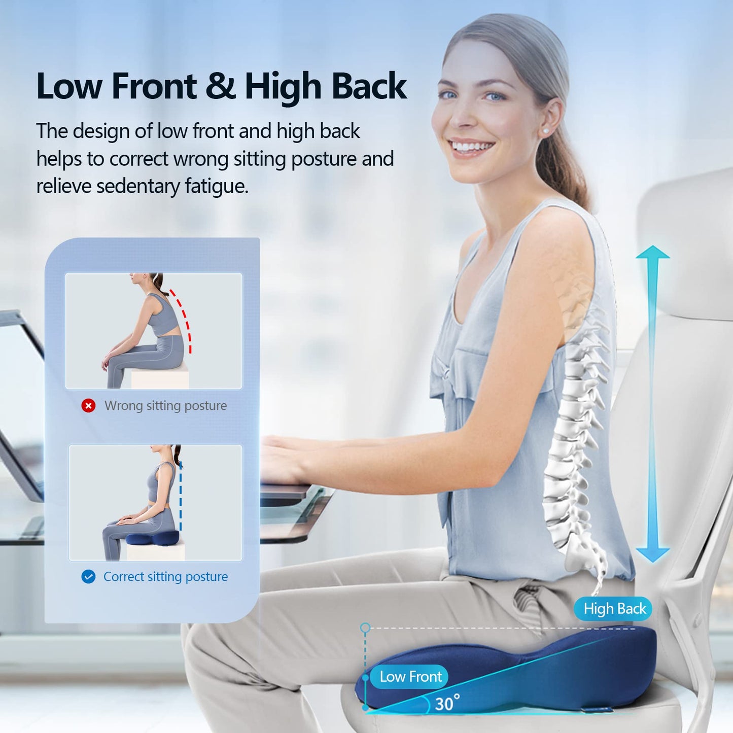 RESTCLOUD Memory Foam Seat Cushion – Tailbone & Sciatica Pain Relief