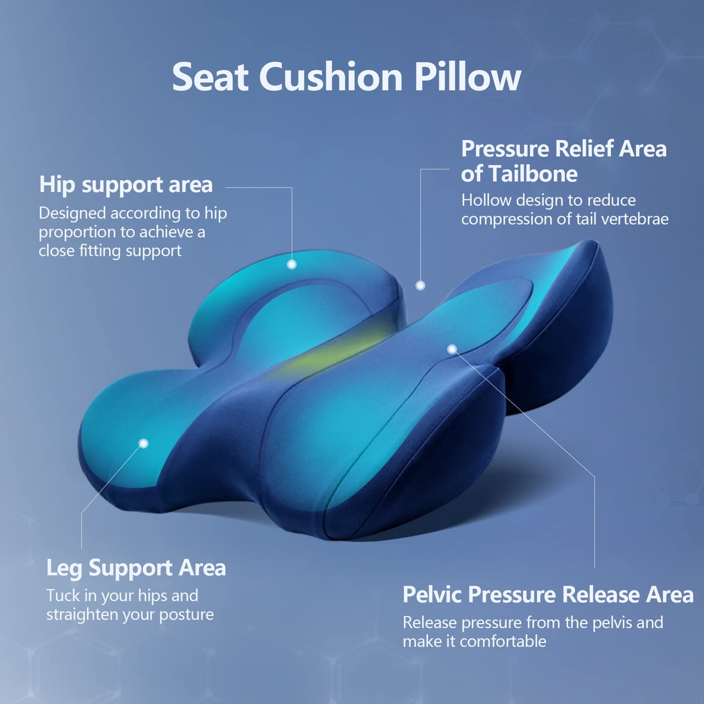 RESTCLOUD Memory Foam Seat Cushion – Tailbone & Sciatica Pain Relief