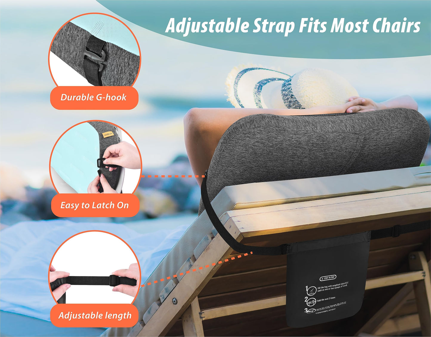 TREKOLOGY ALUFT Inflatable Beach Pillow - Lightweight & Durable Comfort