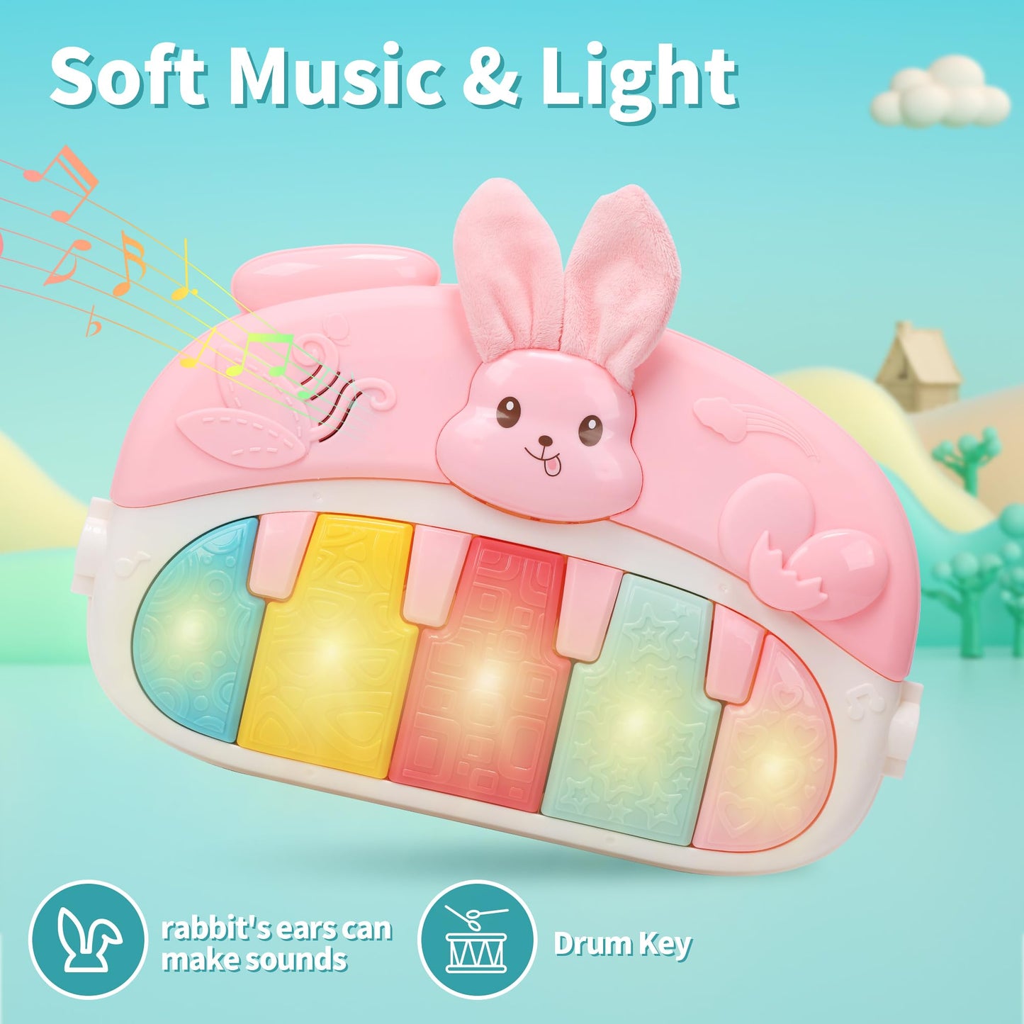 CUTE STONE Baby Gym Play Mat & Play Piano – Tummy Time Activity Mat