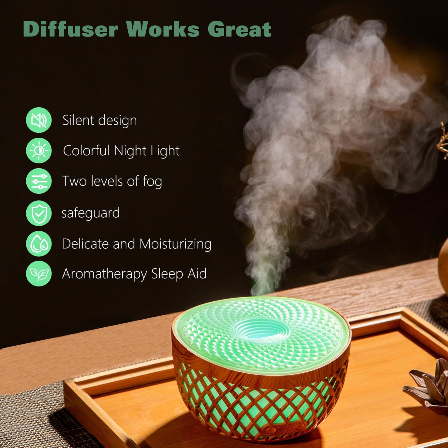 Gyxust 320ML Essential Oil Diffuser with 7 LED Lights & Auto Shut-Off