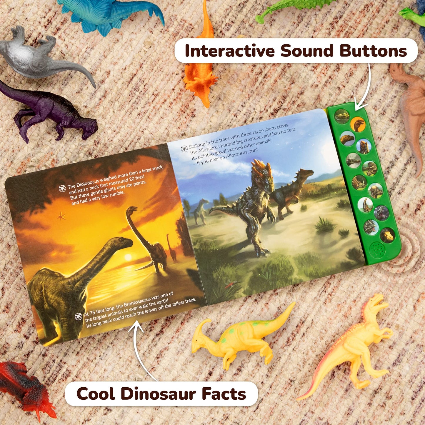 Li'l-Gen 12 Dinosaur Figures with Sound Book & Play Mat - Kids 3+