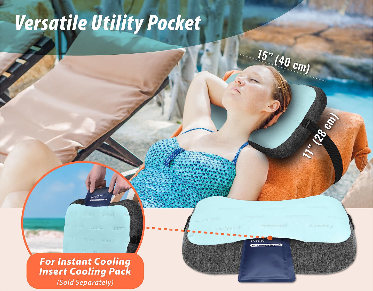 TREKOLOGY ALUFT Inflatable Beach Pillow - Lightweight & Durable Comfort