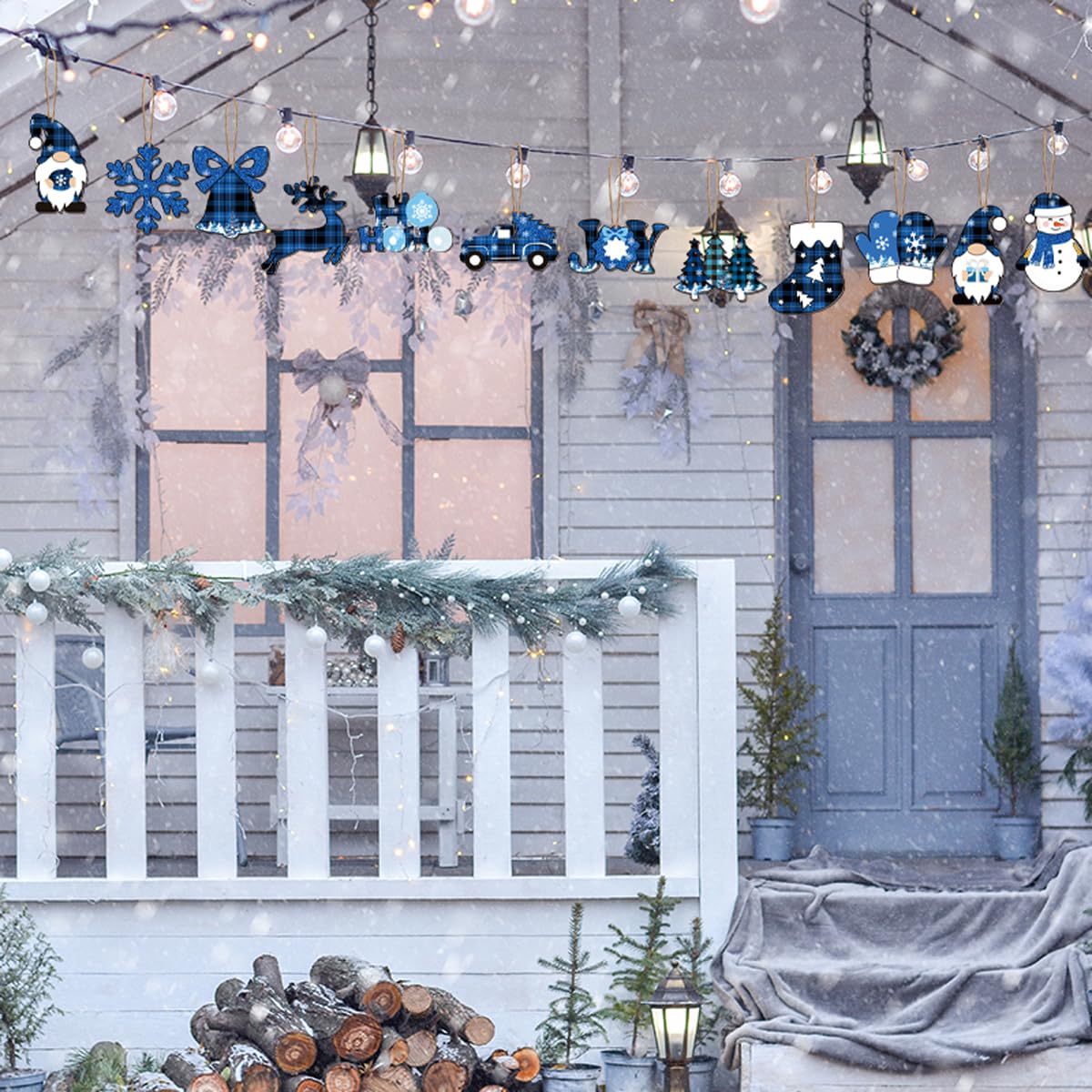 HBell 48pcs Wooden Christmas Ornaments – Festive Tree Decorations Set