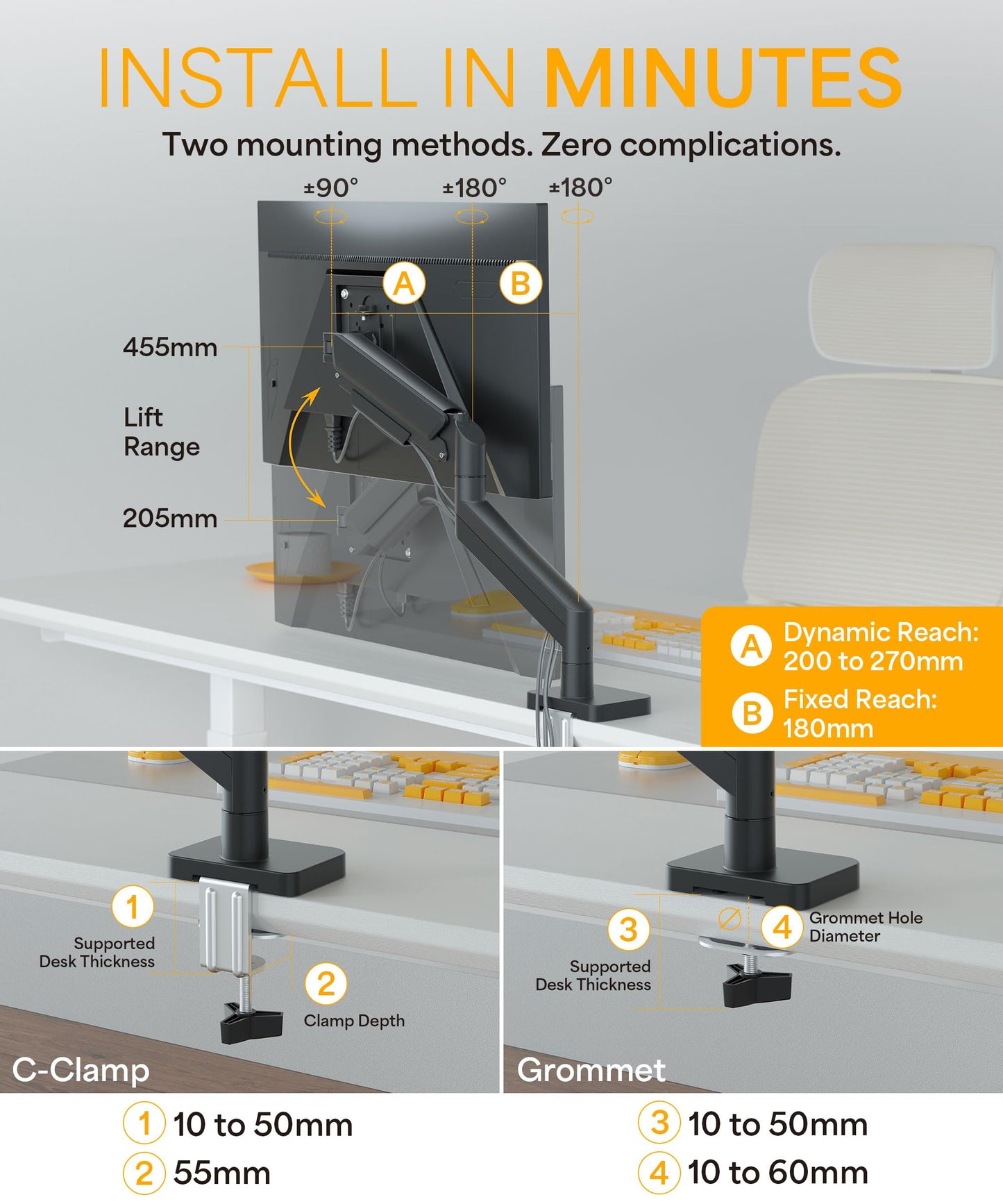 Neatzon Dual Monitor Arm Desk Mount up to 32" (VESA 75/100) – NZ-ARM-04