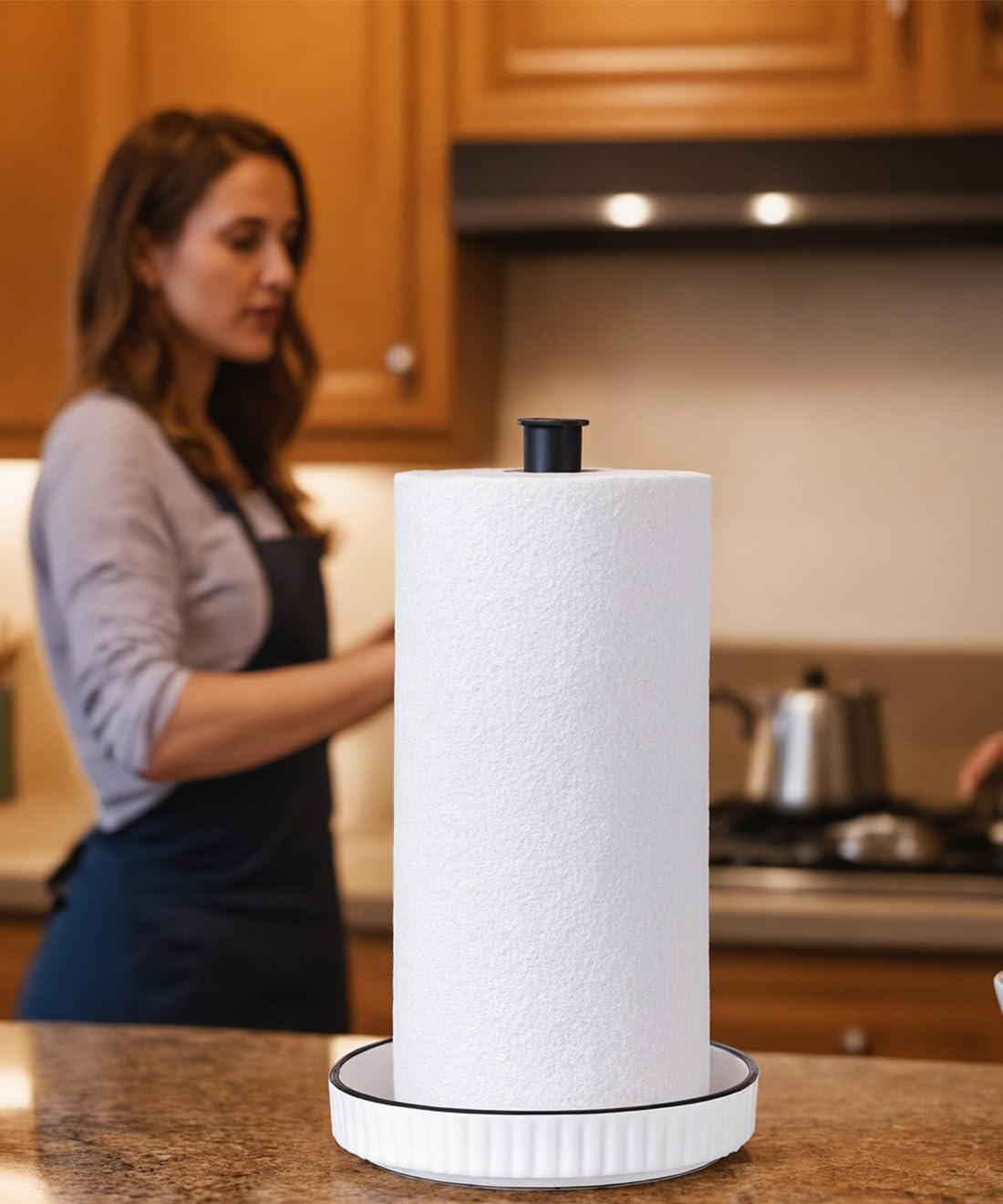 Ceramic Kitchen Roll Holder – Stable Base (18 cm Ø × 32 cm)