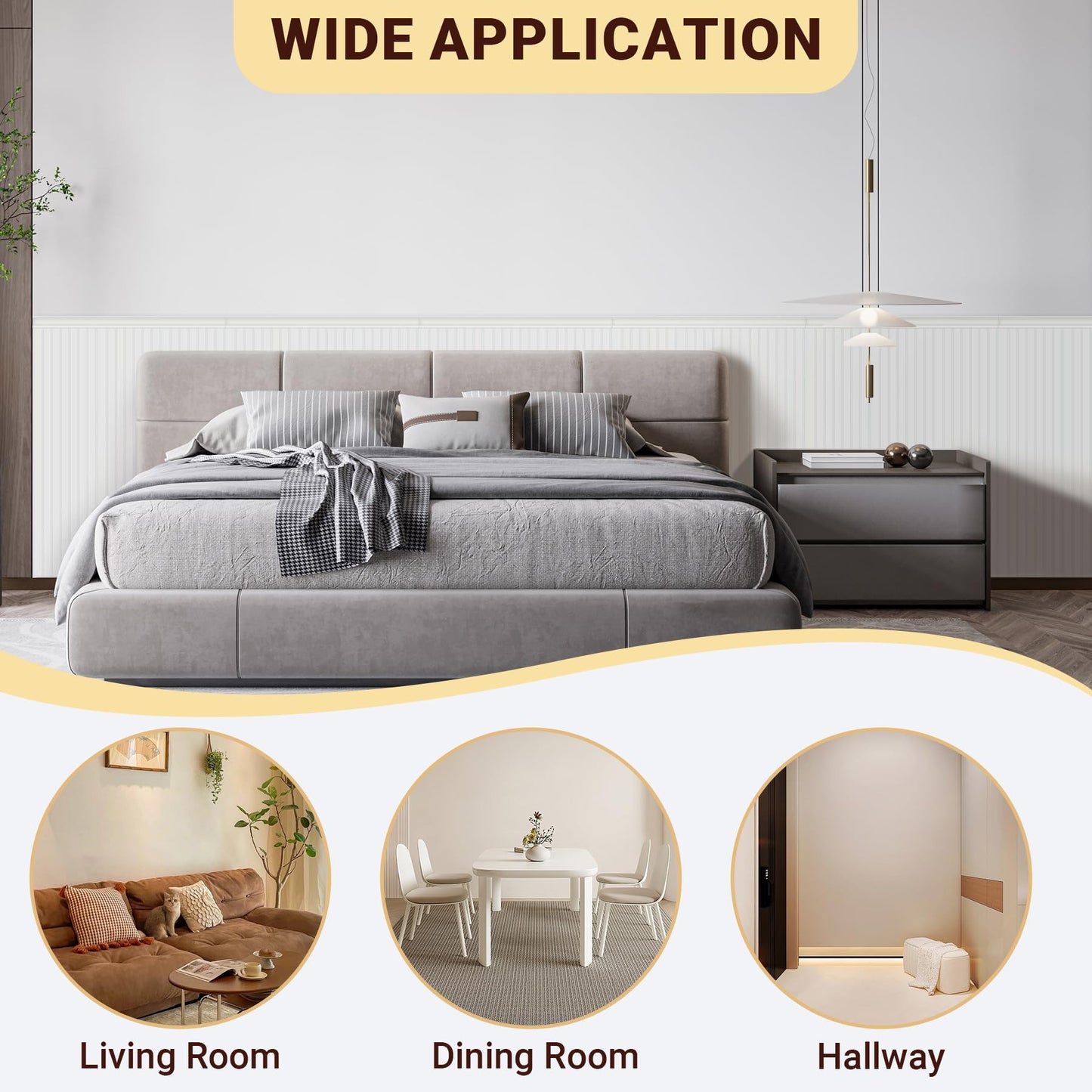 Board and Batten Wainscoting Kit, Paintable Wall Panels, White 3m x 1m