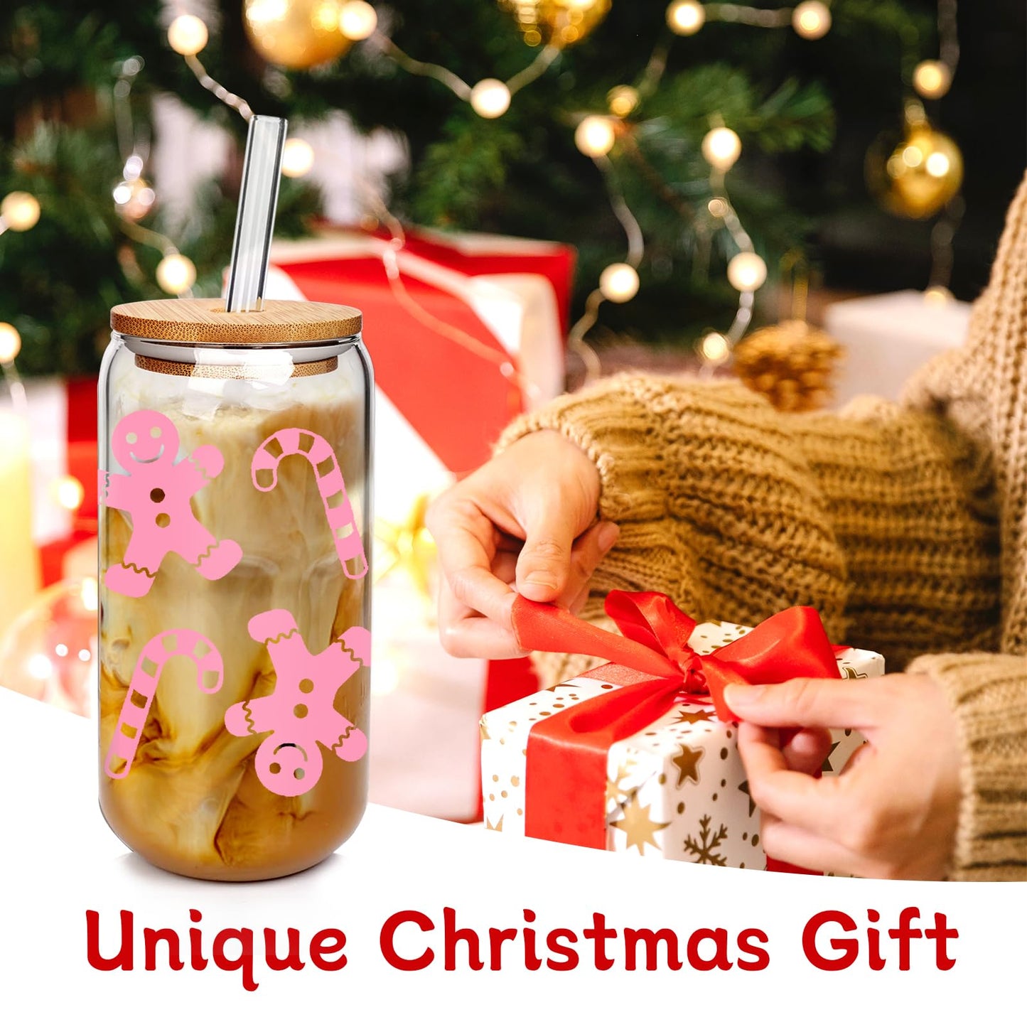 ANOTION 18 oz Christmas Coffee Tumbler with Lid & Straw – Festive Holiday Gift