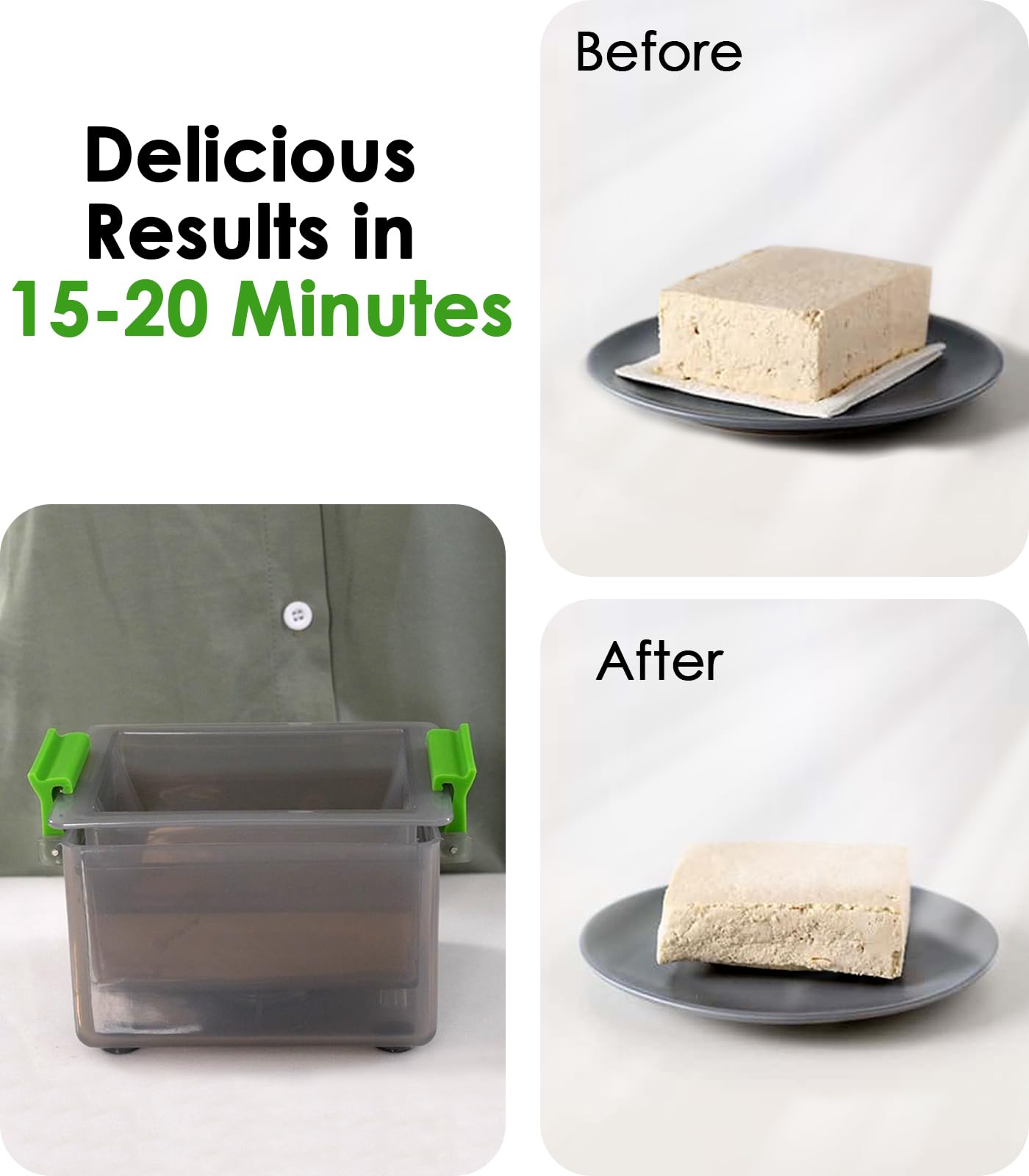 Premium Tofu Press – BPA-Free, Mess-Free, Easy to Use, Improves Texture