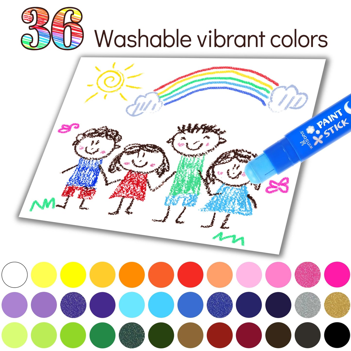 Tempera Paint Sticks,36 Vibrant Colours Washable Paint Sticks For Kids, Quick Drying