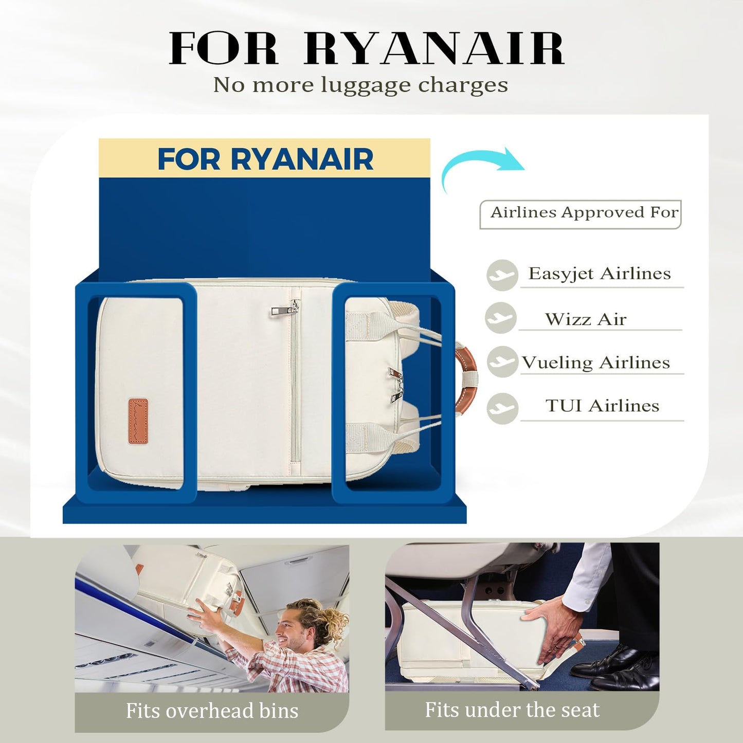 Ryanair 40×20×25cm Underseat Cabin Backpack With Laptop Compartment – Compact Travel Bag