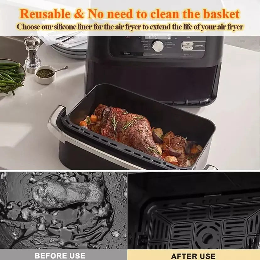 Ninja AF500UK Air Fryer Silicone Liners – 3 Pcs Reusable Non-Stick Tray | Dual Flex Drawer Compatible