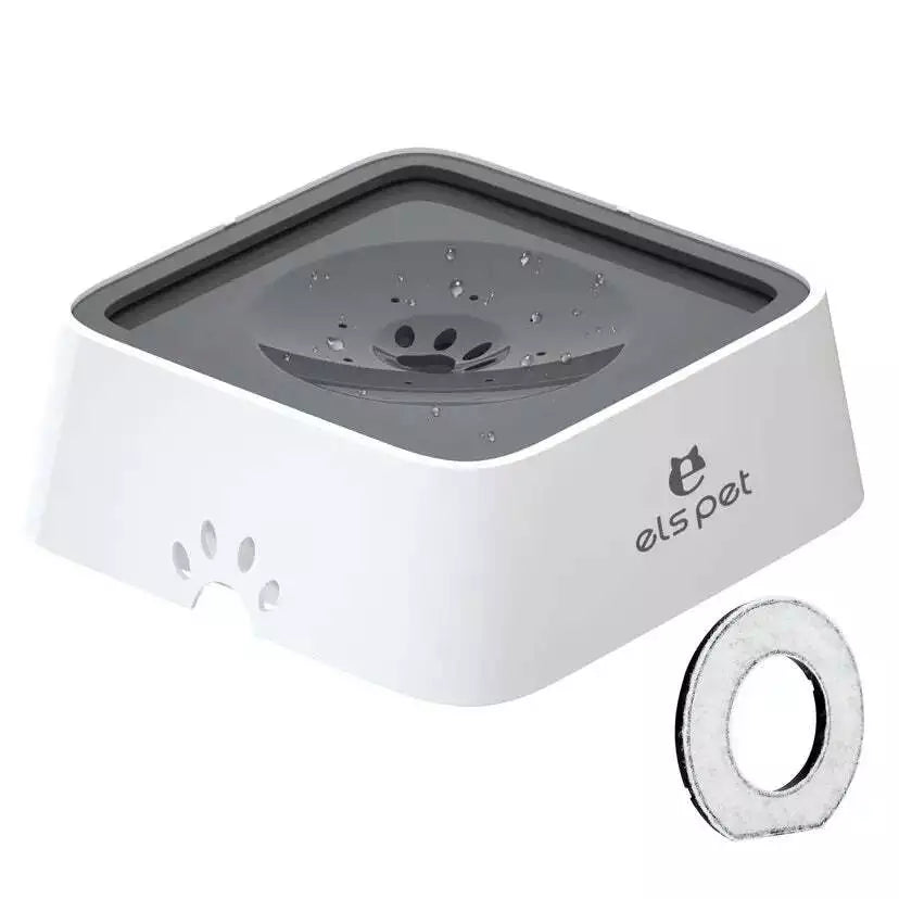 ELS PET Dog Water Bowl with Filter Non Spill Slow Drink Pet Water Bowl
