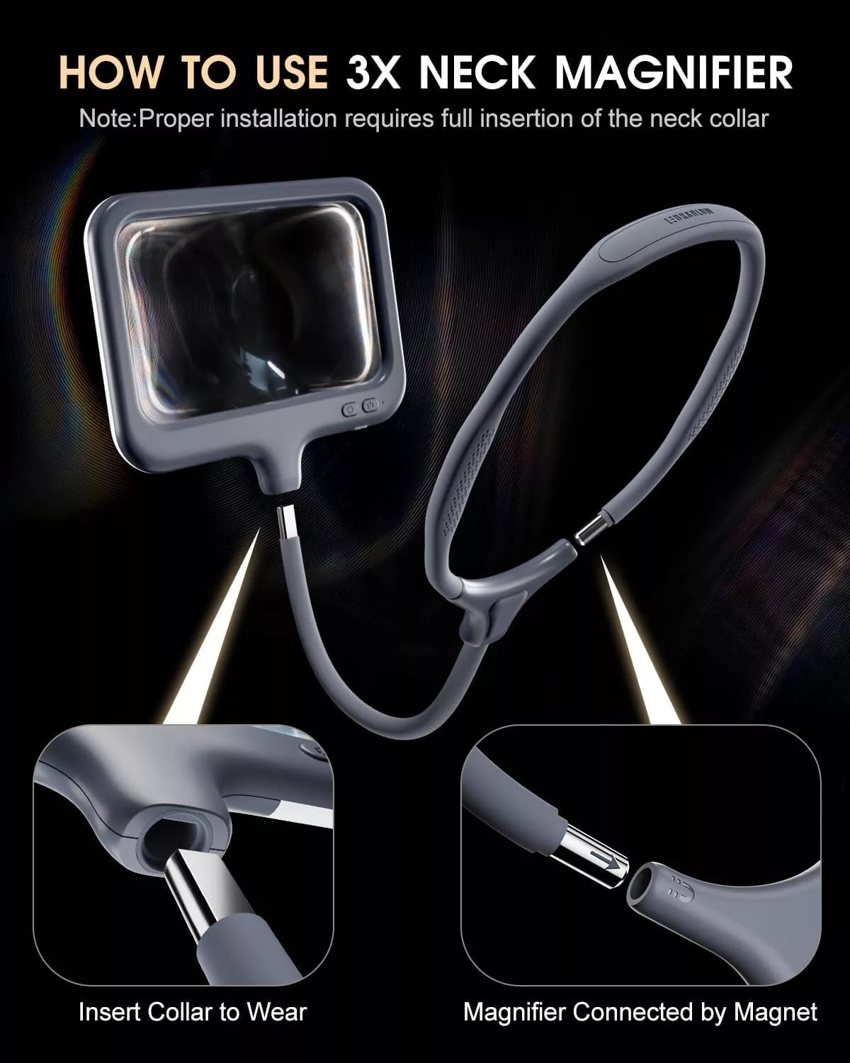 Wearable Magnifying Glass with Light Hands Free