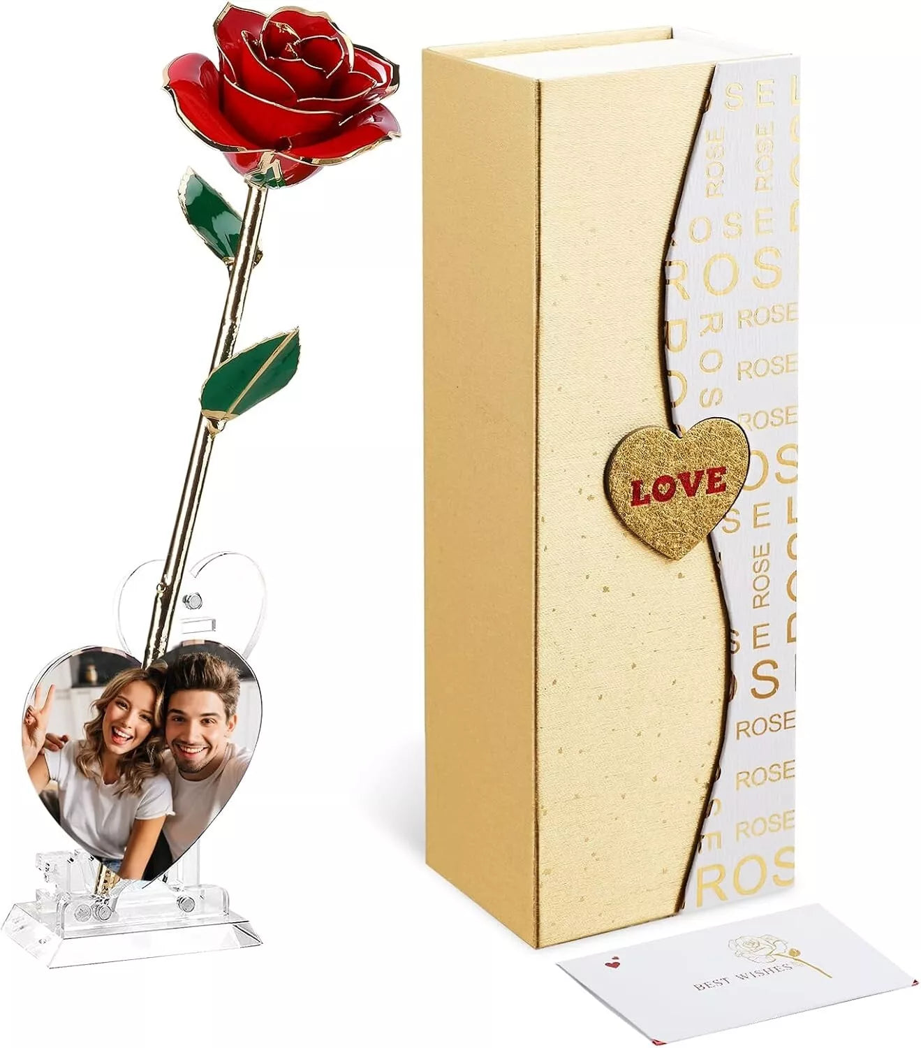 Mikasol Gold Dipped 24K Forever Preserved Rose, 1 Pack Infinity Flower Decor