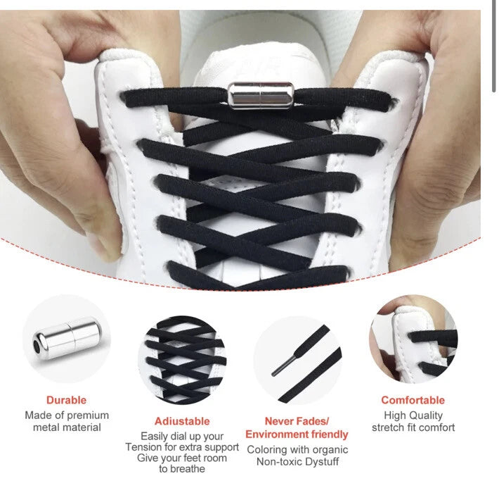 No‑Tie Elastic Shoe Laces Set ‑ 5 Funky Designs & Christmas Charms