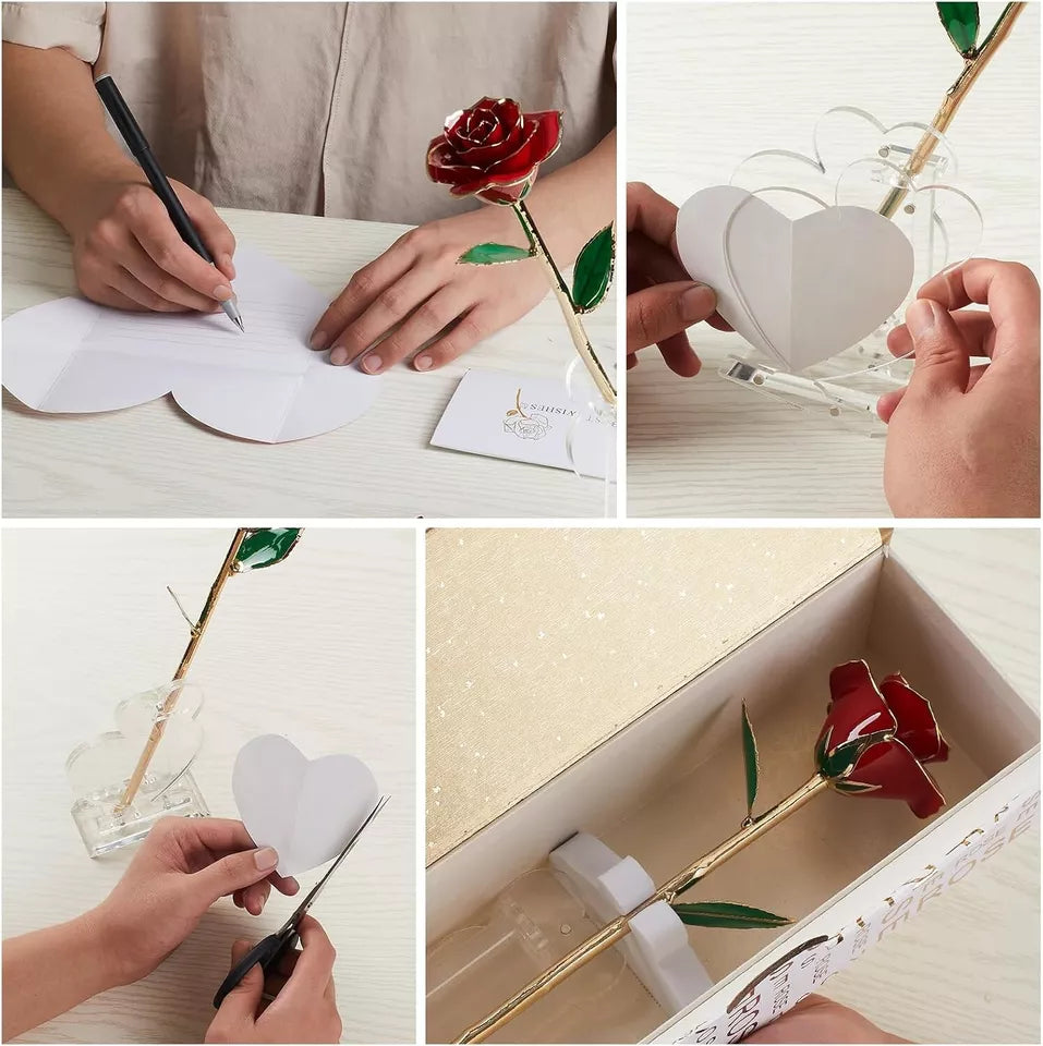 Mikasol Gold Dipped 24K Forever Preserved Rose, 1 Pack Infinity Flower Decor