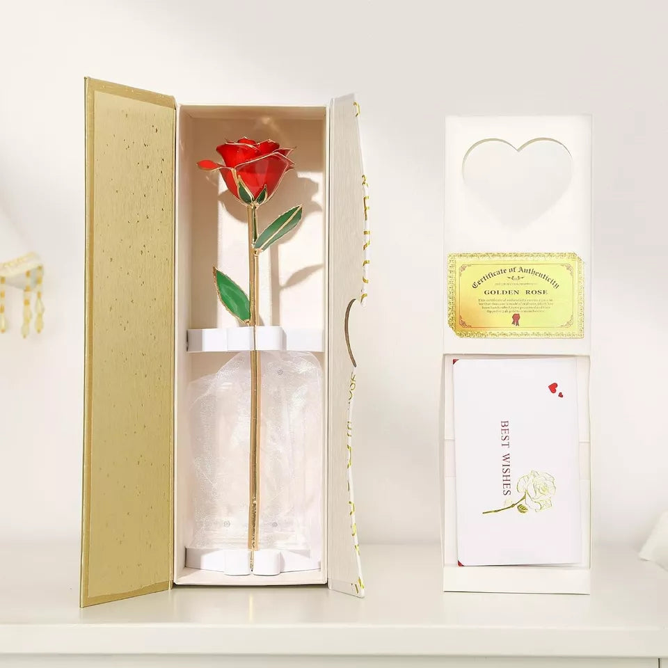 Mikasol Gold Dipped 24K Forever Preserved Rose, 1 Pack Infinity Flower Decor