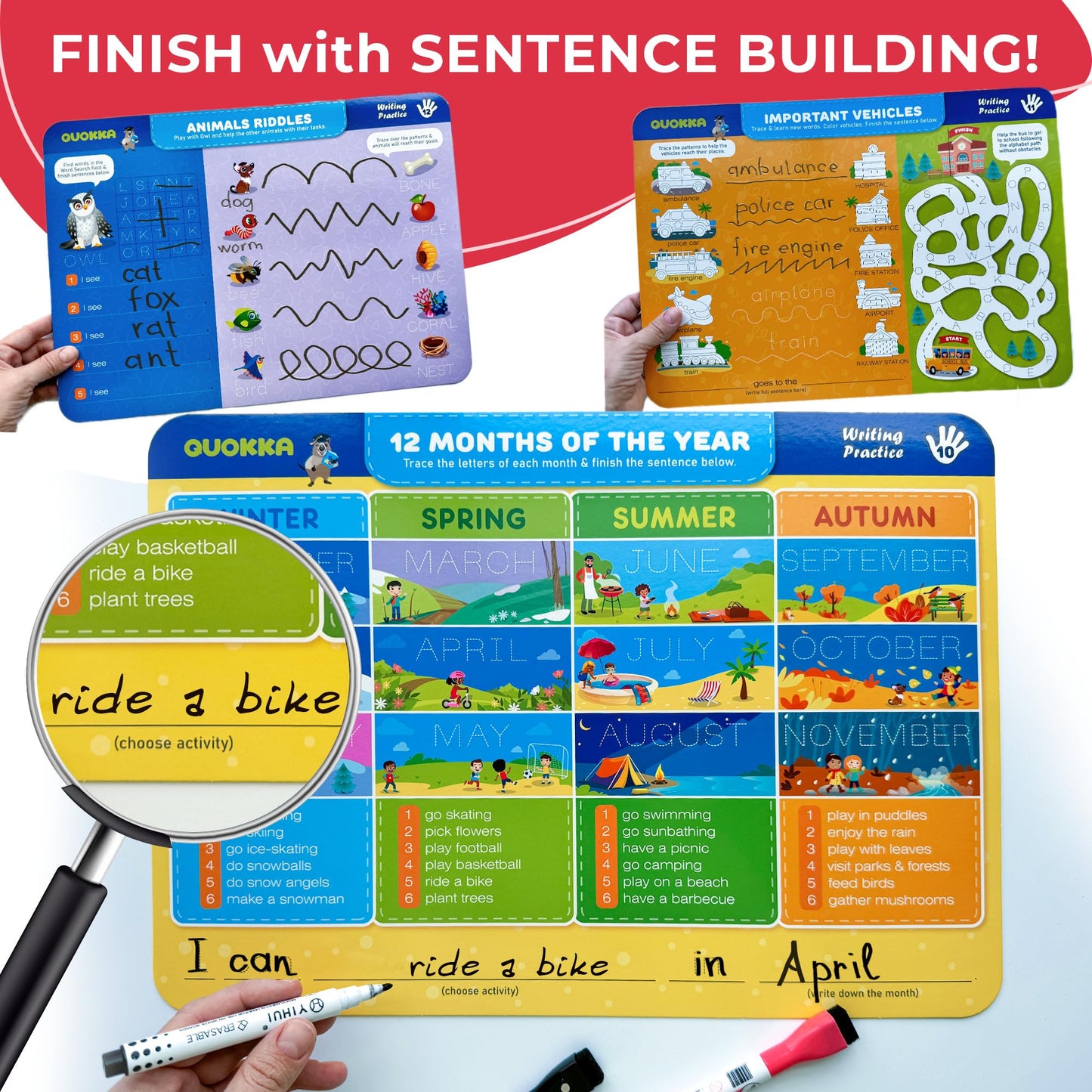 Quokka Wipe Clean Handwriting Activity Book Ages 3-6 • Reusable • 30 Tasks