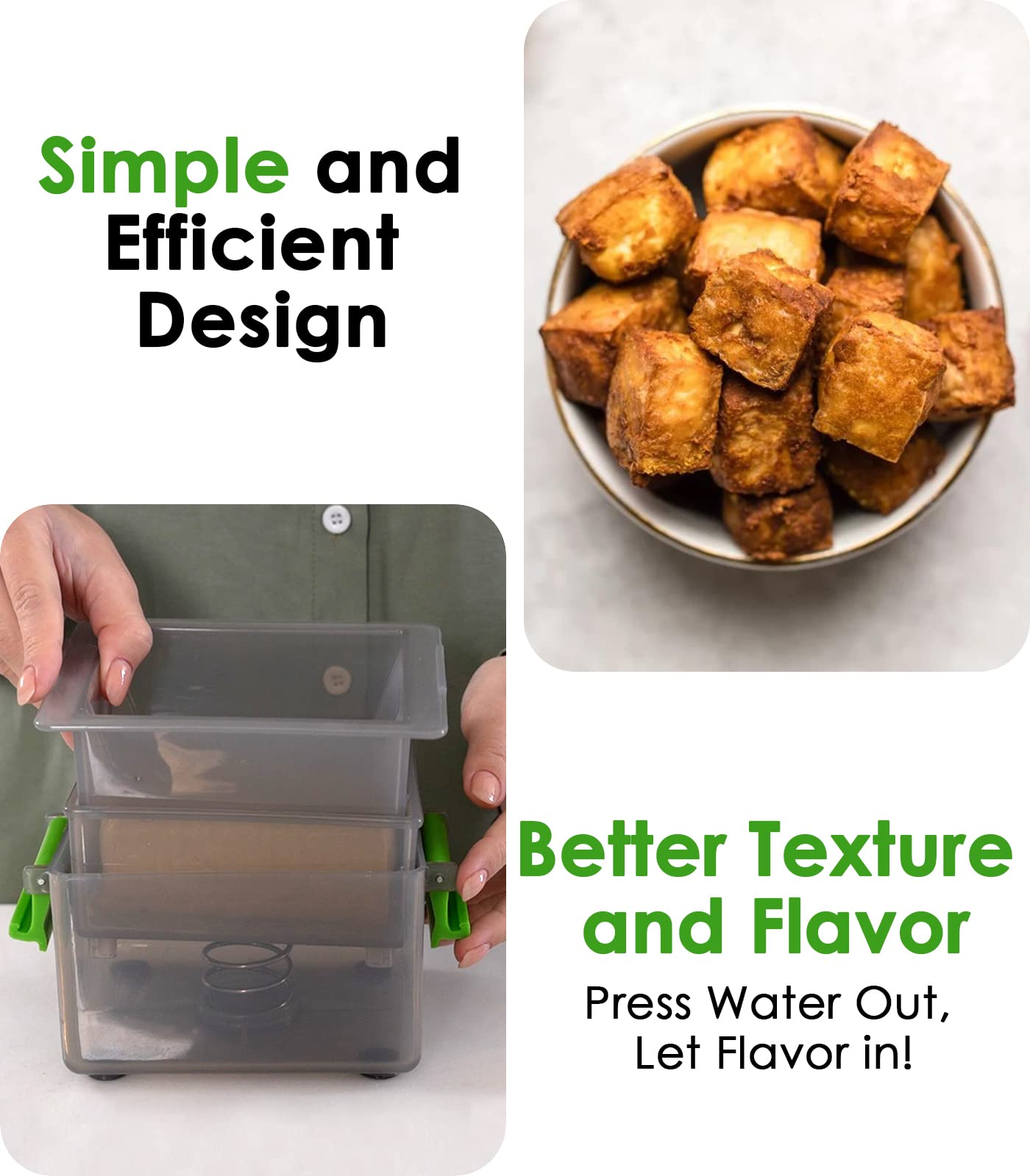 Premium Tofu Press – BPA-Free, Mess-Free, Easy to Use, Improves Texture