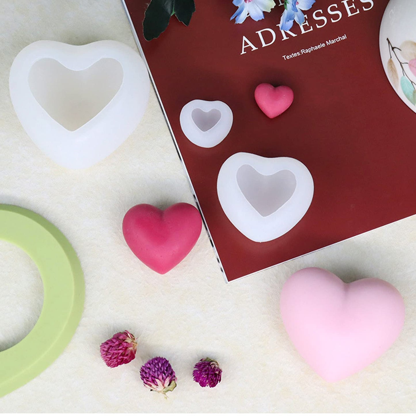2PCS 3D Silicone Candle Moulds Set - Owl & Heart Shapes for DIY Crafts