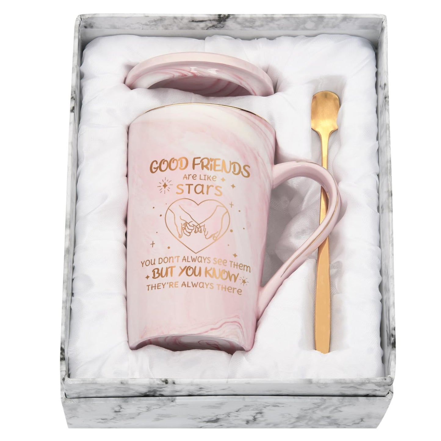 Friendship Mug Gift Set 400 ml + Bath Ball & Candle | Best Friend Coffee Bundle