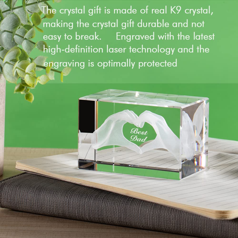 Best Dad Crystal Cube – Engraved Keepsake Gift for Father’s Day & Birthday