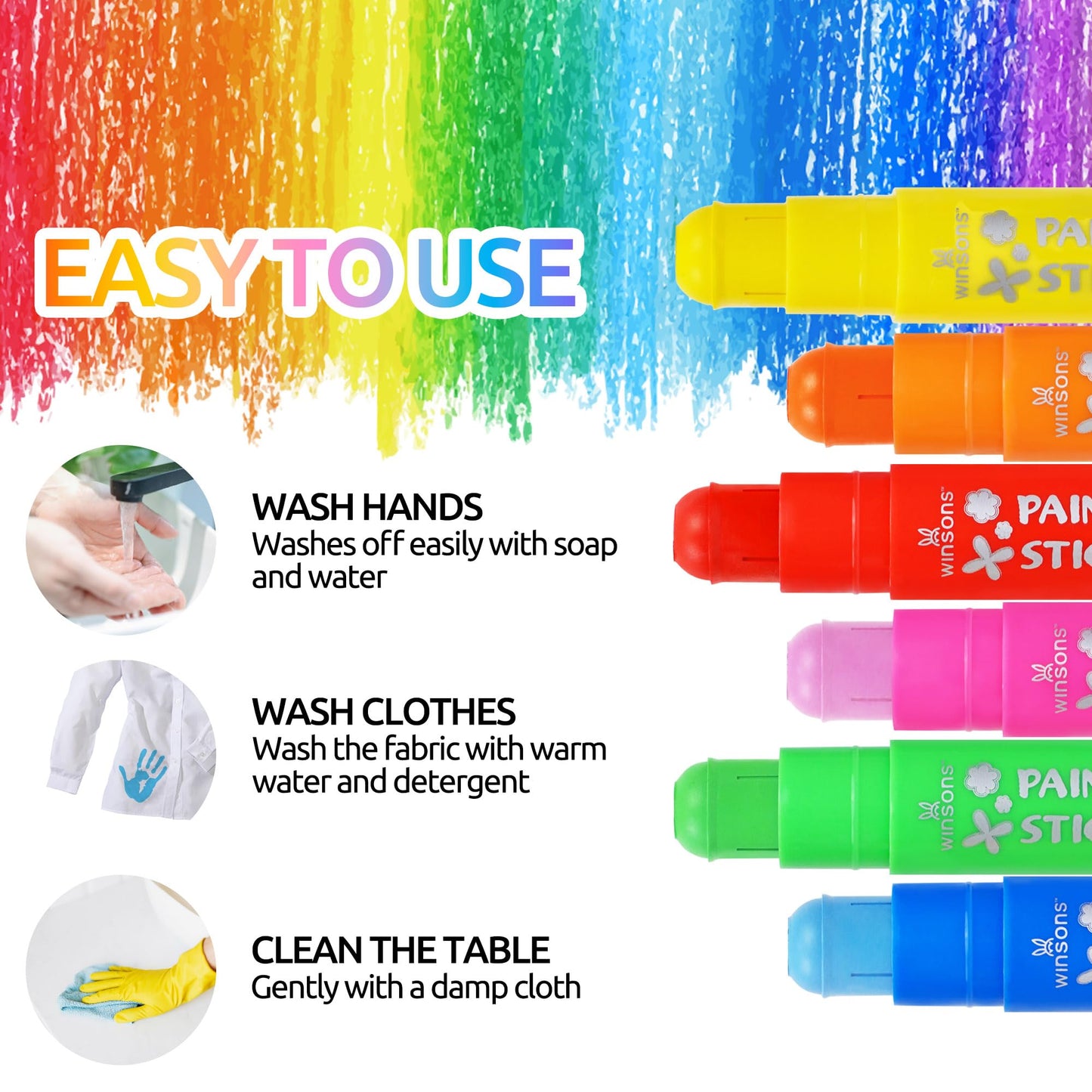 Tempera Paint Sticks,36 Vibrant Colours Washable Paint Sticks For Kids, Quick Drying