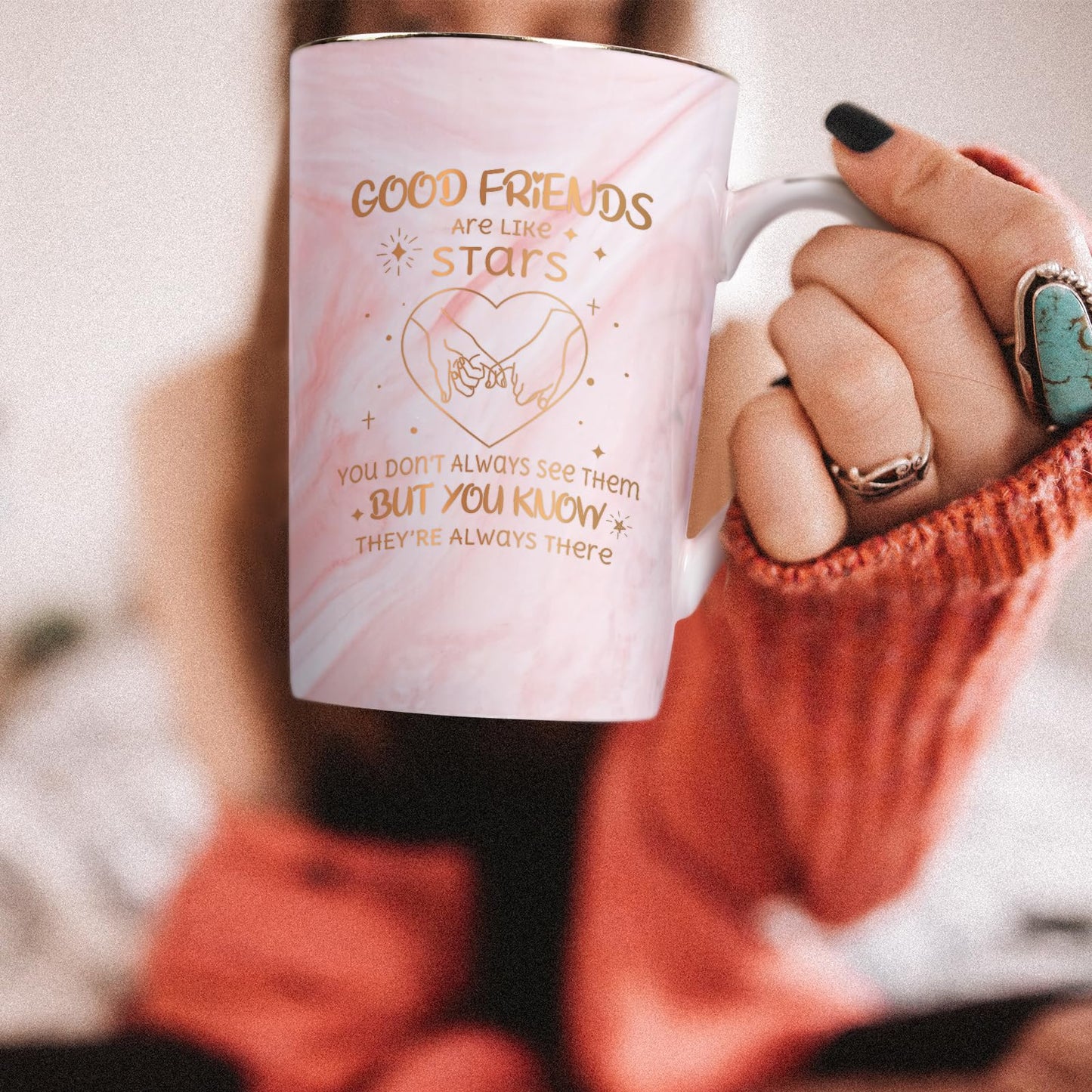 Friendship Mug Gift Set 400 ml + Bath Ball & Candle | Best Friend Coffee Bundle