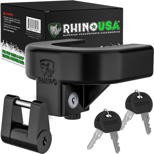 Trailer Hitch Lock Kit Heavy Duty Anti-Theft Coupler for RV, Camper, Boat & Trailer - Black 2-5/16in