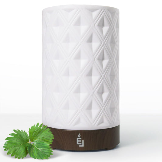 Earnest Living 100ml Ceramic Essential Oil Diffuser, 7 Lights, Auto-Off