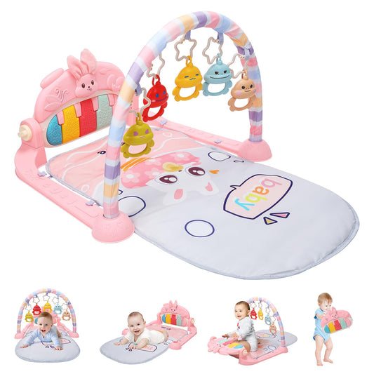 CUTE STONE Baby Gym Play Mat & Play Piano – Tummy Time Activity Mat