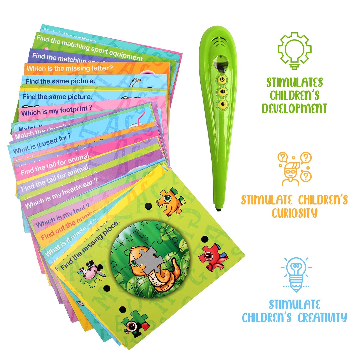 Smart Talking Pen Alphabet Flashcards Interactive Learning Toy Kids