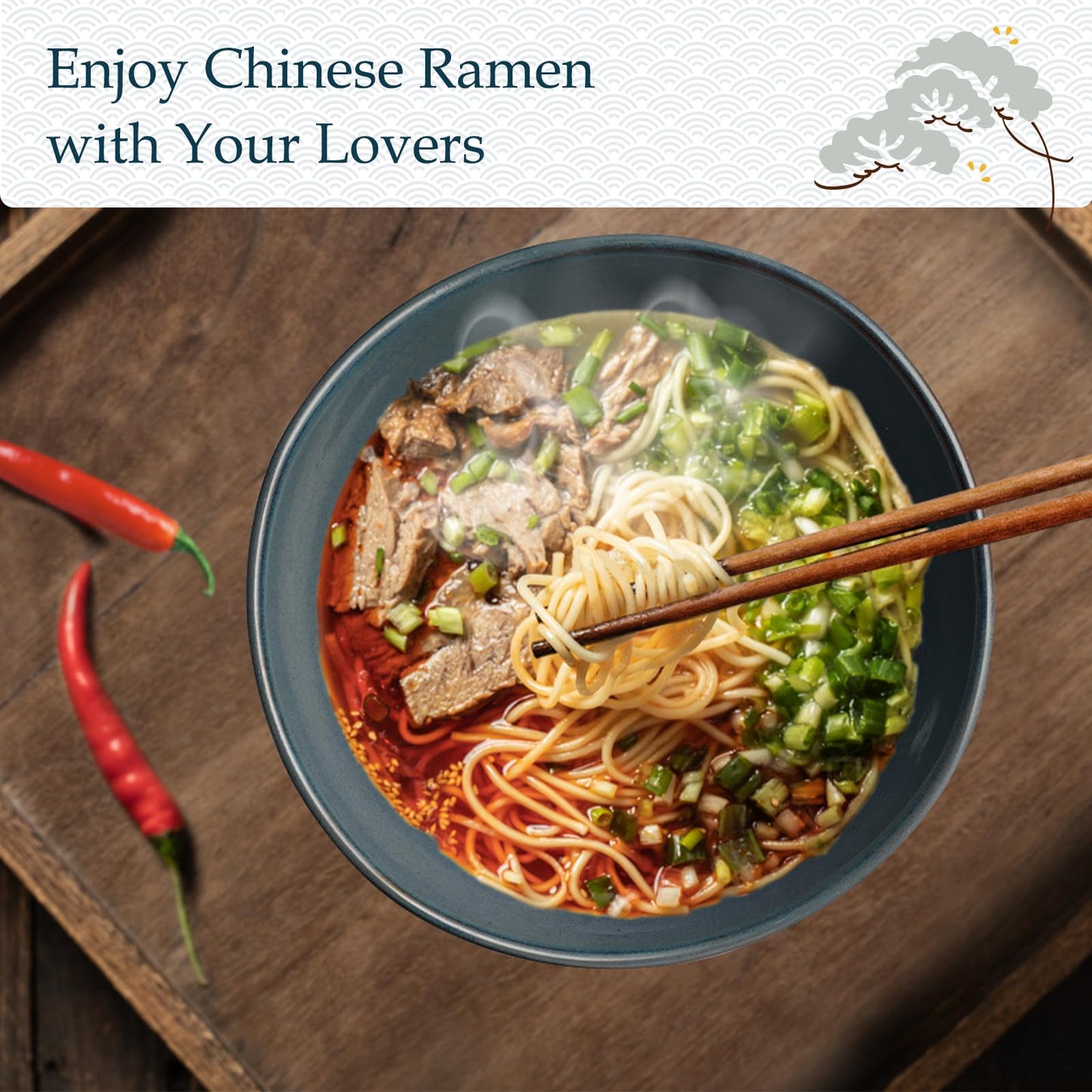 NUTRIUPS Ceramic Ramen Bowl Set (2) – 850ml Japanese Noodle Soup Bowls