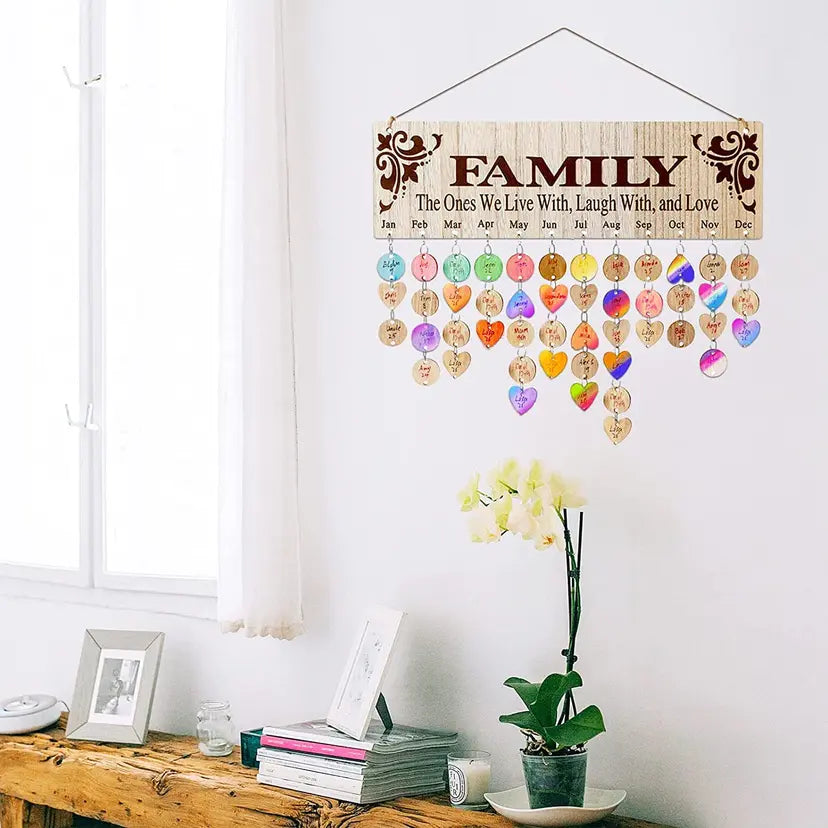 Wooden Family Planner Hanging Board, DIY Date Chart Reminder
