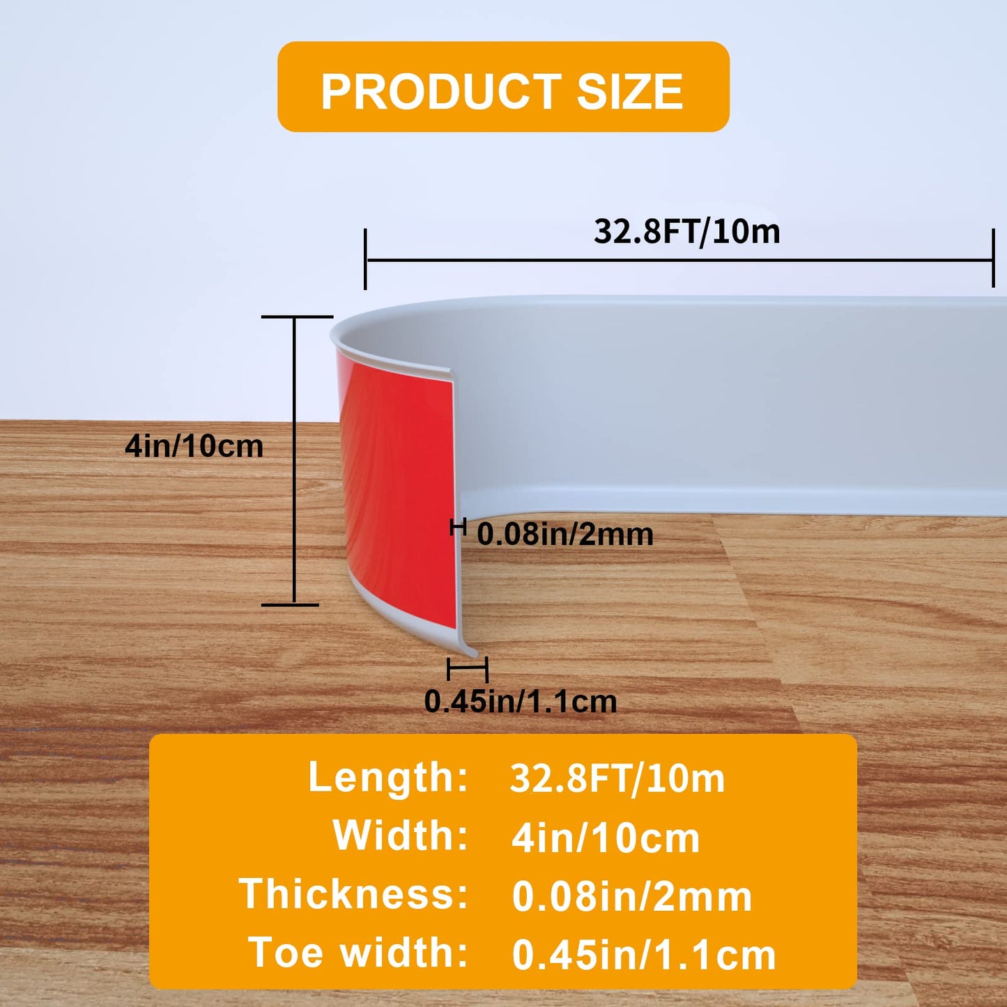 Self Adhesive Skirting Board Trim Flexible PVC Waterproof Wall Floor