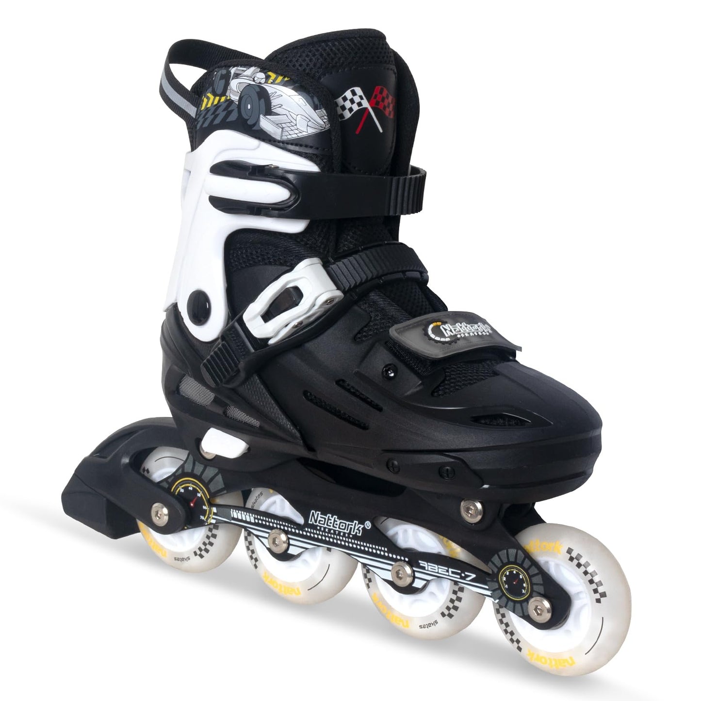 Kids Adjustable Inline Skates with Light-Up Wheels – Black & Green