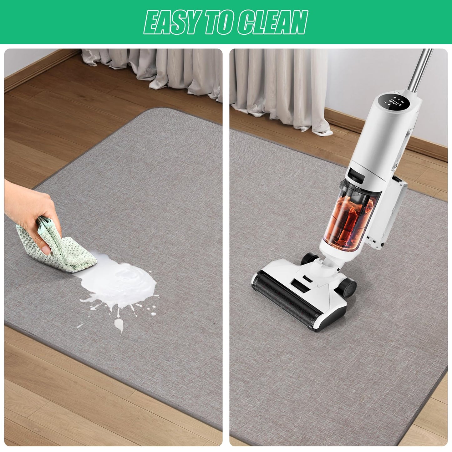 Kuyal Heavy Duty Office Chair Mat for Hardwood, Tri-Fold 36" x 48" (Light Grey)