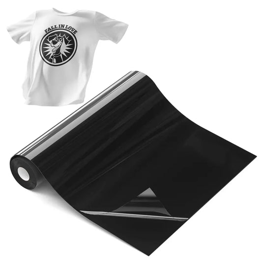 Hisiu Black HTV Heat Transfer Vinyl 12"x25FT Iron-On for T-Shirts & Fabric