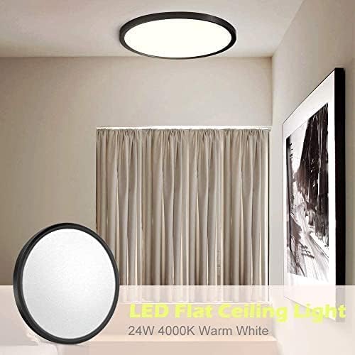 Slim 12in 24W LED Flush Mount Ceiling Light 4000K Natural White