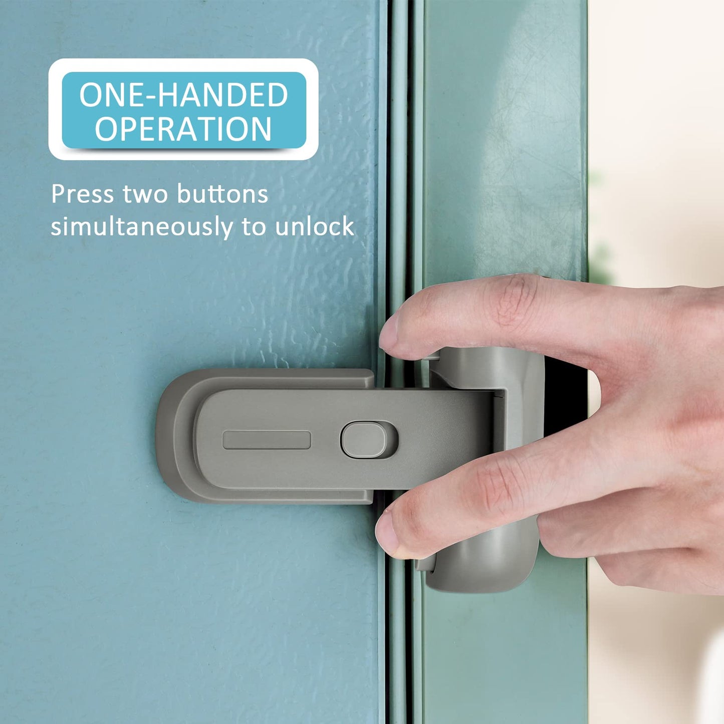 2 Pack Child Proof Fridge Lock Secure Adhesive Refrigerator Freezer Door Latch Grey
