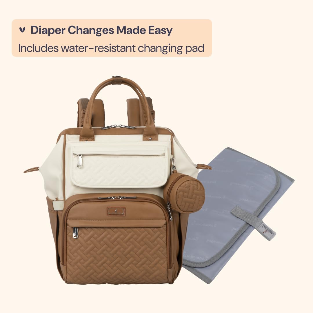 BabbleRoo Leather Baby Changing Bag Nappy Backpack